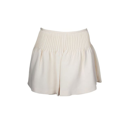 Valentino Garavani Pin Tucks Mini Skirt in Cream Wool