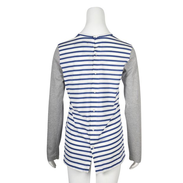 COMME DES GARCONS Blue & Grey Striped Long Sleeved Top