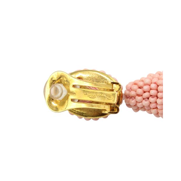 Oscar de la Renta Beaded Tassel Clip-On Earrings in Multicolor Glass Beads