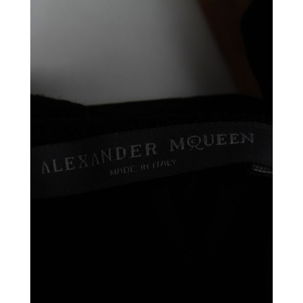 Alexander McQueen Flared Midi Skirt in Black Wool