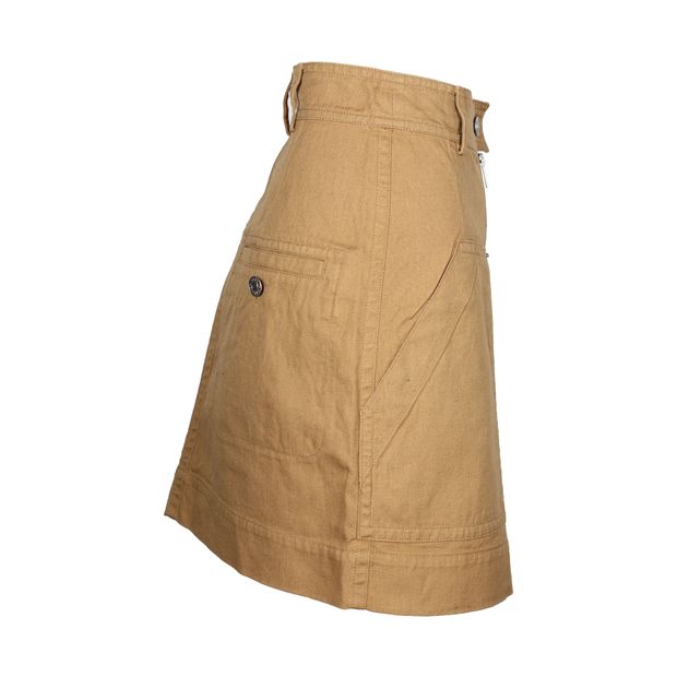 Isabel Marant Etoile A-line Utilitarian Skirt in Brown Linen