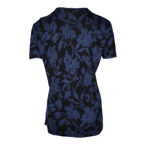 Armani Floral T-Shirt in Navy Viscose