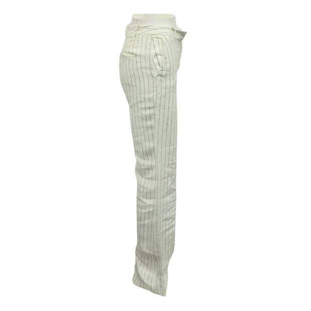 MICHAEL MICHAEL KORS Ivory with blue stripe, linen, wide leg long pants