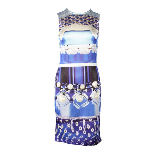Mary Katrantzou 'Bejeweled' Blue Print Midi Dress