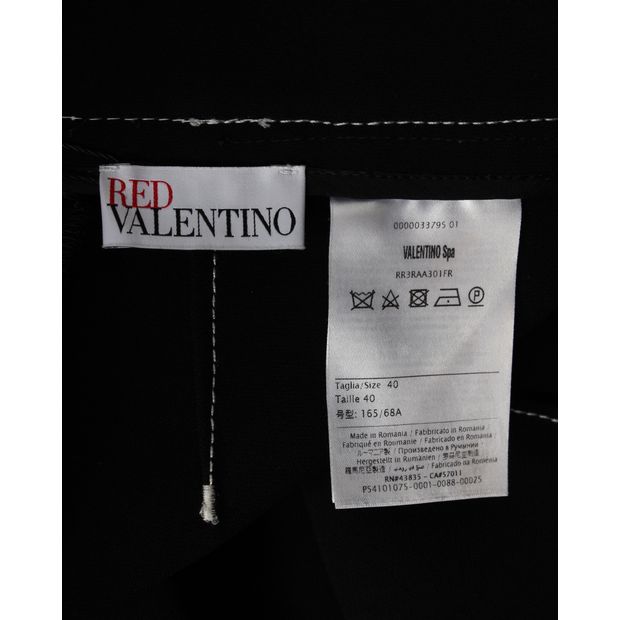 RED VALENTINO Black Shirt with White Detail Stitching