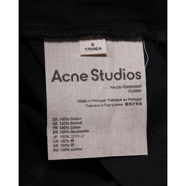 Acne Studios Graphic Face Gold Print T-Shirt in Black Cotton