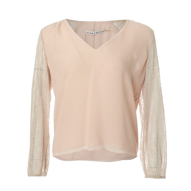 ALICE + OLIVIA Long Sleeve Top with Lace Detail
