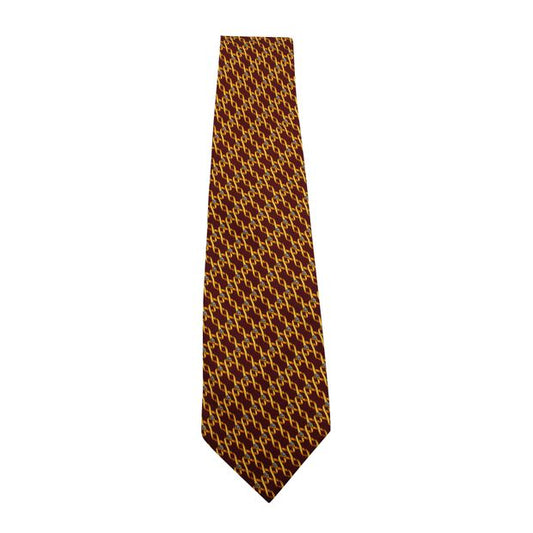 Gucci Brown, Burgundy And Yellow Print Tie