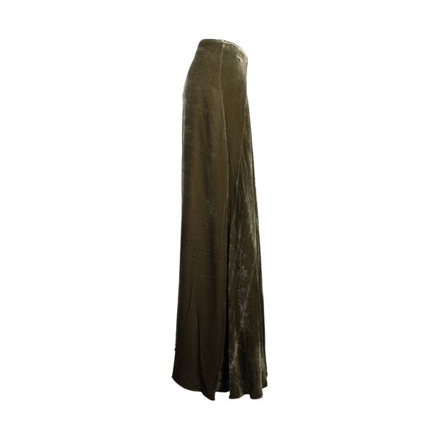 Etro Maxi Skirt in Olive Green Velvet