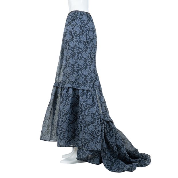 Erdem Blue Floral Jacquard Maxi Skirt