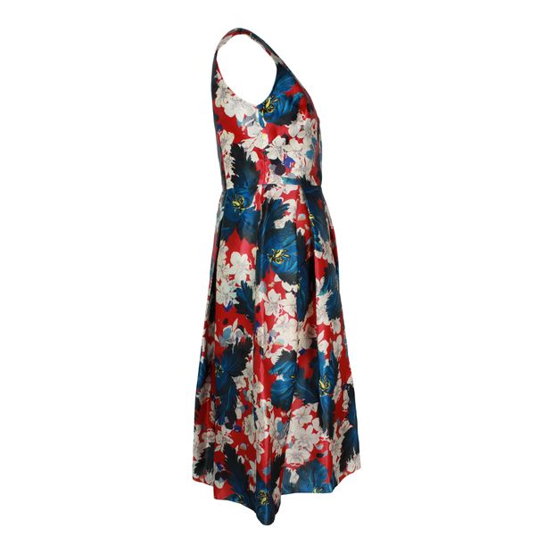 Erdem Loren Pleated Midi Dress in Floral Print Silk