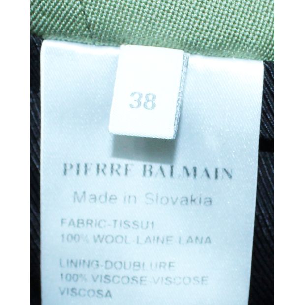 Pierre Balmain Grain De Poudre Green High Waisted Shorts