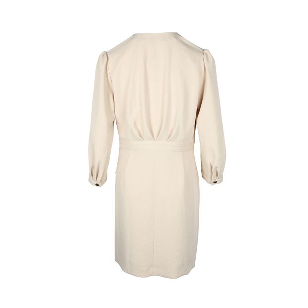 Sandro Paris Teana Ruched Snap-Front Mini Dress in Beige Polyester