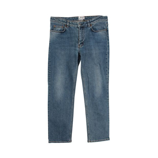 Acne Studios Row Straight Cut Jeans in Blue Cotton Denim
