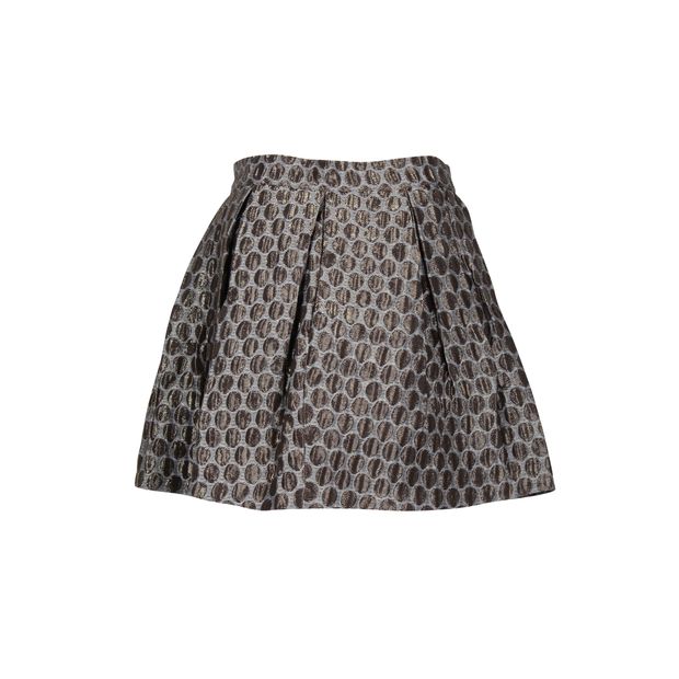 Prada Brocade Flared Skirt in Grey Polyester