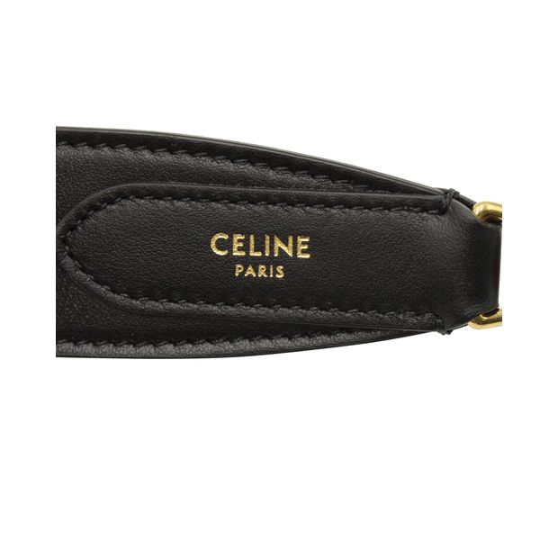 Celine Long Strap in Black Calfskin Leather