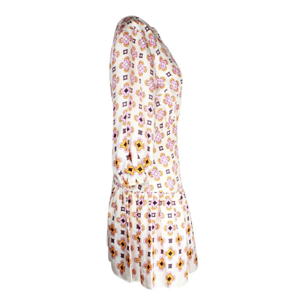 Maje Romea Geometric Print Mini Dress in Multicolor Silk