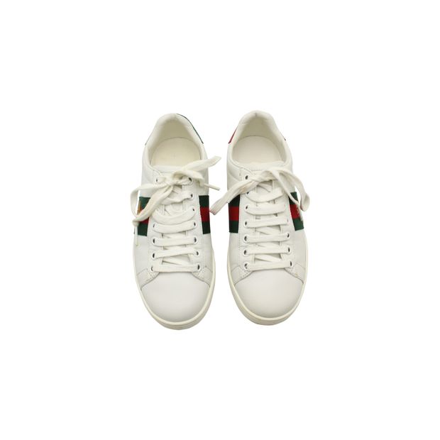 Gucci Ace Bee Sneakers in White Leather