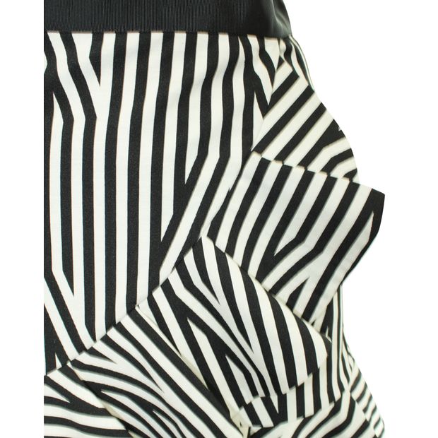 SELF-PORTRAIT Striped Mini Skirt with Frill