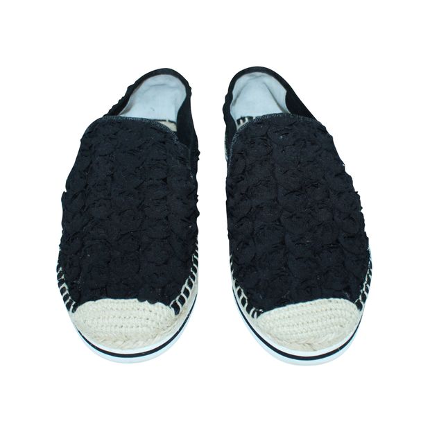 TORY BURCH Black Fabric Espadrilles with Rubber Sole