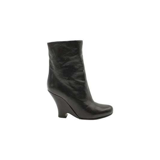 Miu Miu Wedge Ankle Boots in Black Leather