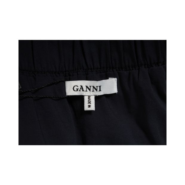 Ganni Navy Blue Long Sleeve Top With Shoulder Ties