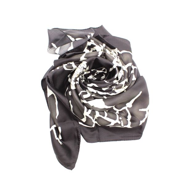 Black and White Printed Square Scarf