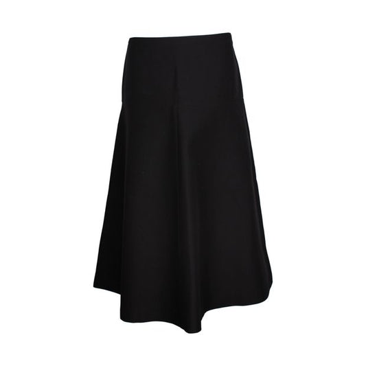 Marni A-Line Asymmetric Midi Skirt in Black Cotton