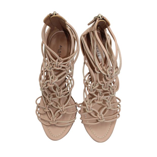 AlaÃ¯a Gladiator Sandals in Nude Leather