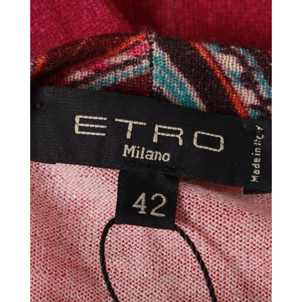 Etro Printed Open-Front Cardigan in Multicolor Silk
