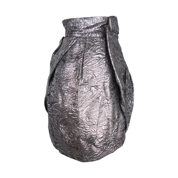 Isabel Marant Brocade Metallic Wrap Mini Skirt in Silver Wool Blend