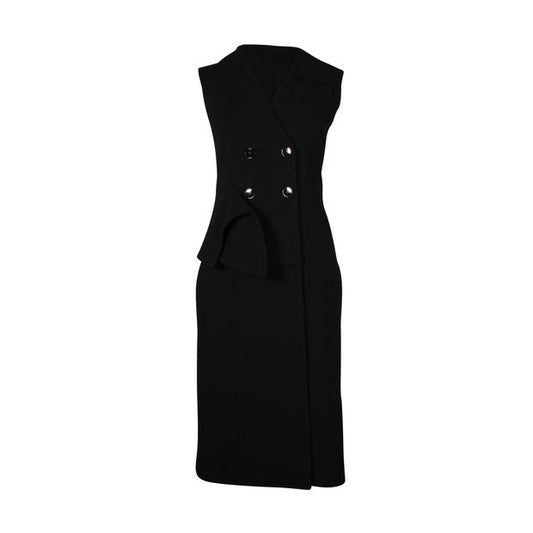Dior Double-Breasted Coat Dress in Black Wool