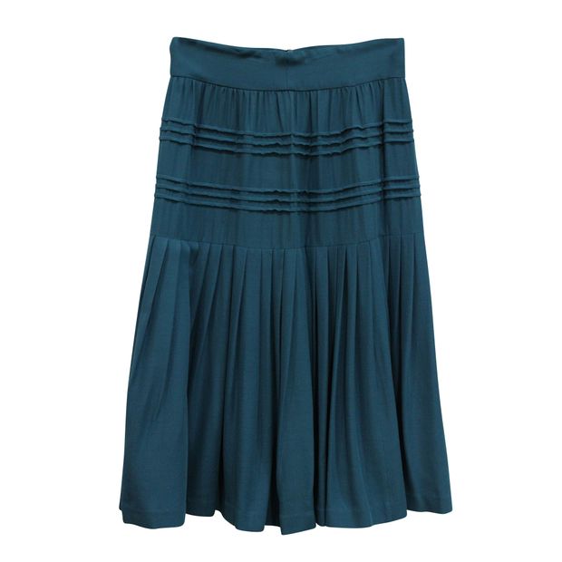 DRIES VAN NOTEN Blue Midi Pleated Skirt