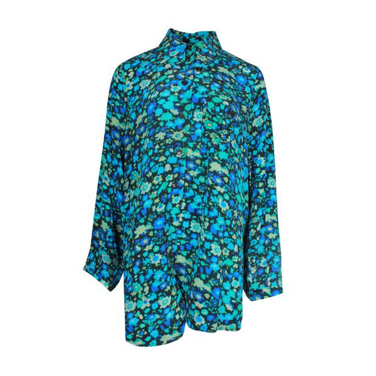 Ganni Turquoise & Blue Floral Shirt