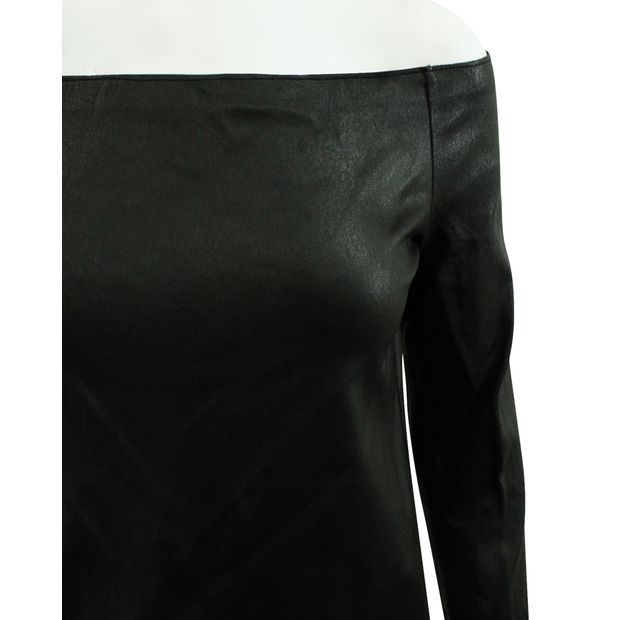 Scanlan & Theodore Stretch Leather Off Shoulder Dress