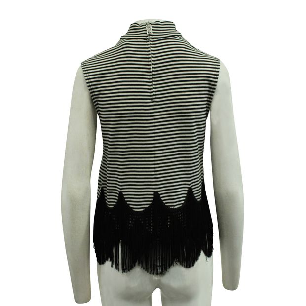 Marc Jacobs Black And White Striped Top With Fringes