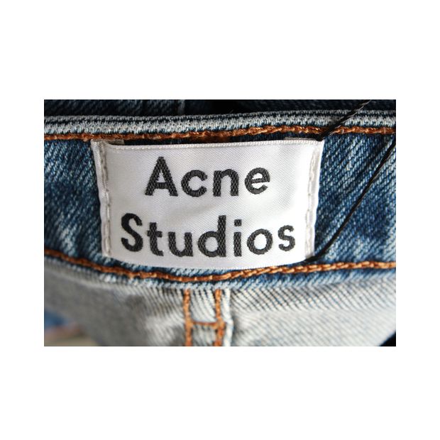 Acne Studios Row Straight Cut Jeans in Blue Cotton Denim