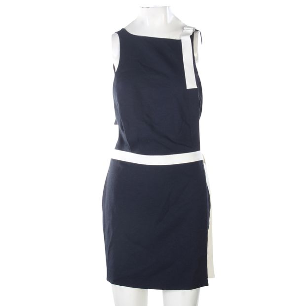 DION LEE Blue and White Wraped Dress