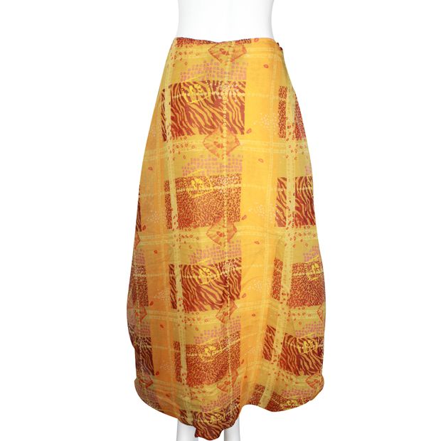 Kenzo Orange & Yellow Animal Print Long Skirt