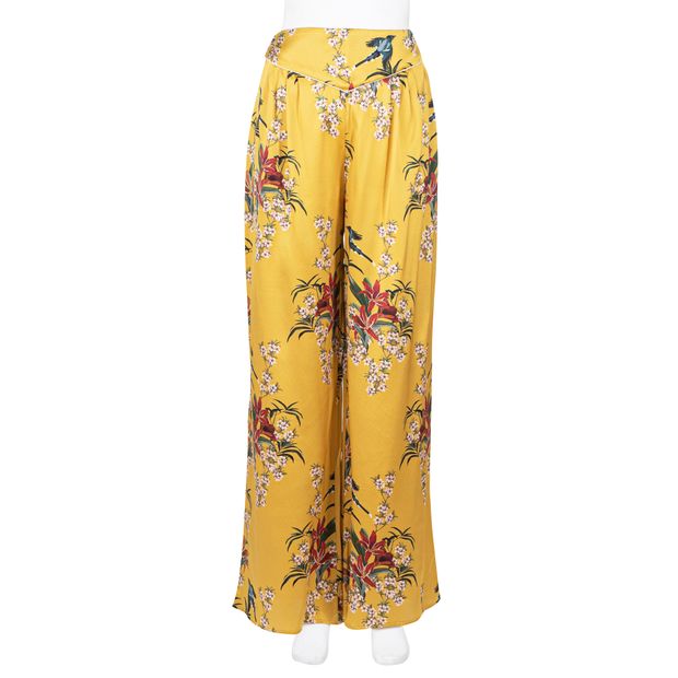 Johanna Ortiz High-Waist Wide-Leg Floral-Print Silk Satin Pajama Trouser