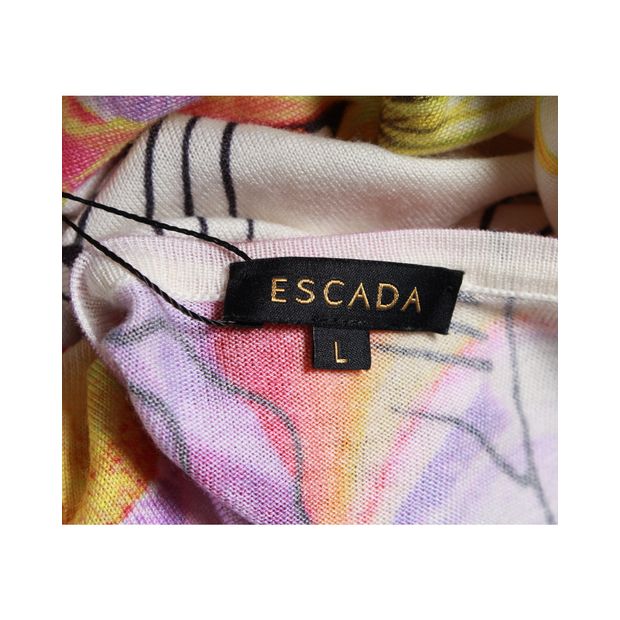 Escada Printed Cardigan in Floral Print Virgin Wool