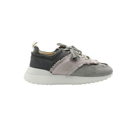 Tod'S Grey & Lavender Micro Frangetta Leather Sneakers