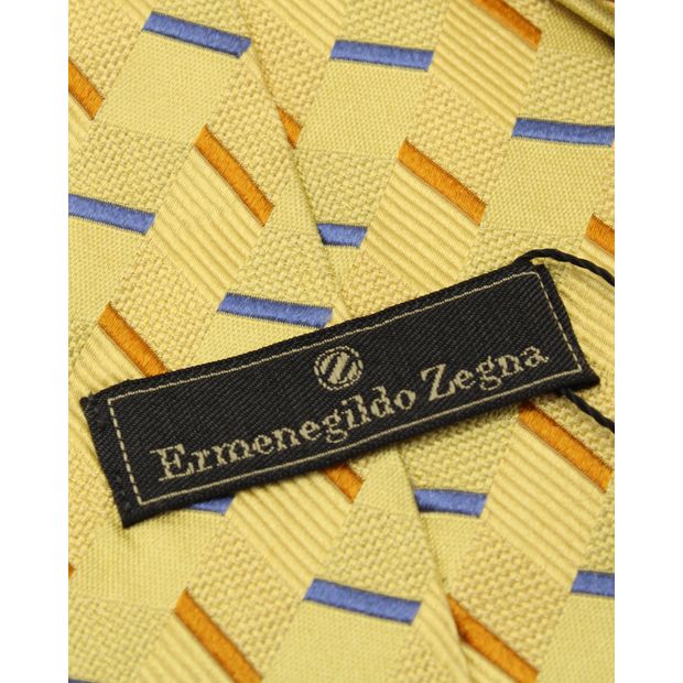 ERMENEGILDO ZEGNA Light Yellow Printed Tie