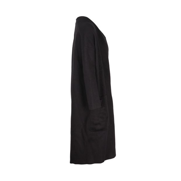 Maje Long Open Cardigan in Black Acrylic