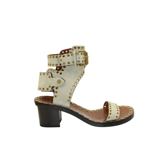 Isabel Marant Jaeryn Studded Accents Sandals in White Suede