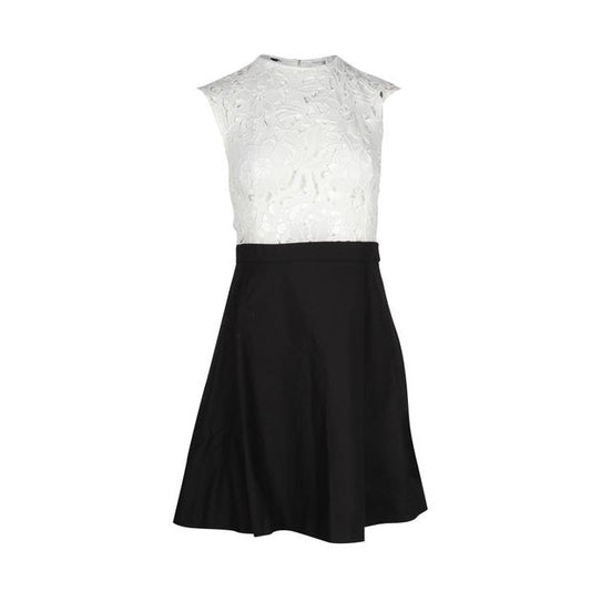 White and Black Lace Embroidery Dress