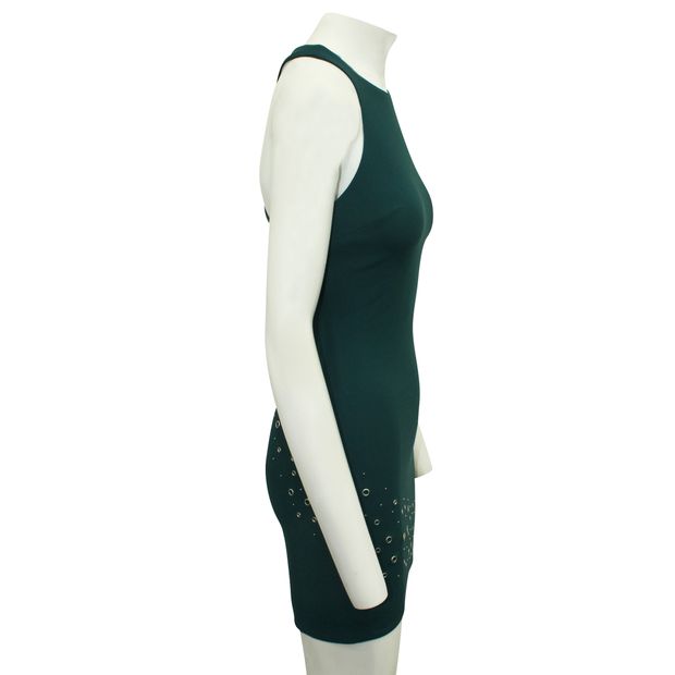 ELIZABETH AND JAMES Teal Green Fitted Dress with Eyelets