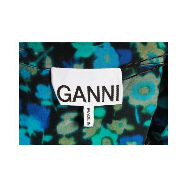 Ganni Turquoise & Blue Floral Shirt