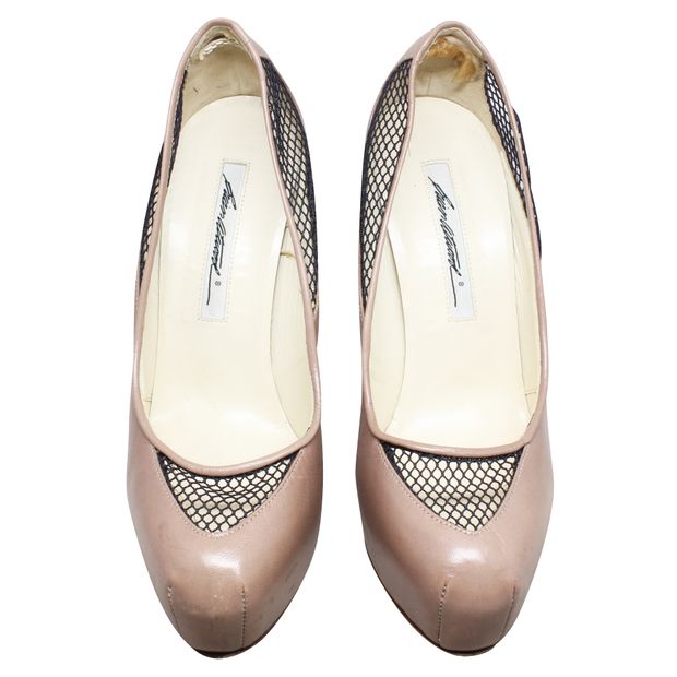 BRIAN ATWOOD Lace Leather Nude Pump