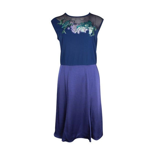 Vivienne Tam Sapphire Blue Sleeveless Dress With Embroidery
